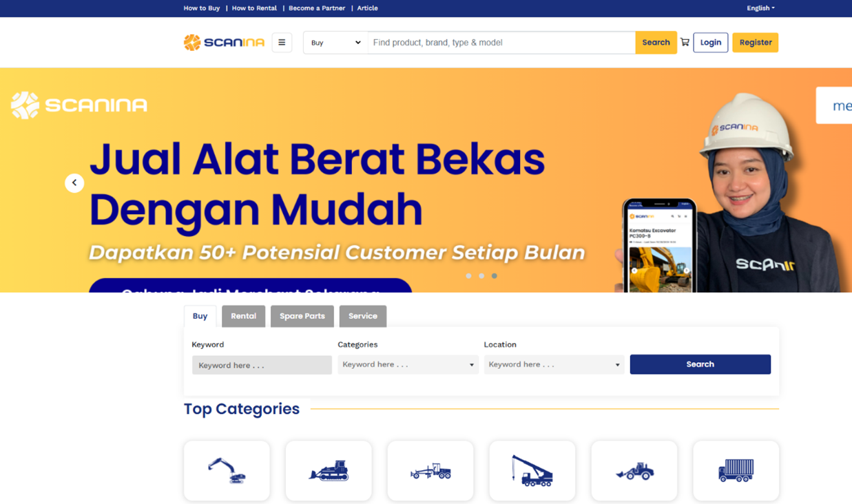 tampilan website scanina.com